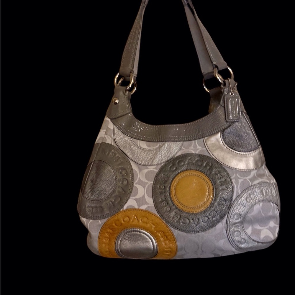 COACH - Grey Embedded Patchwork Shoulder Bag